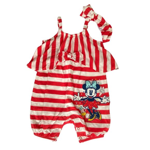 Disney Red and White Striped Minnie Mouse Bodysuit - Picture 2 of 9